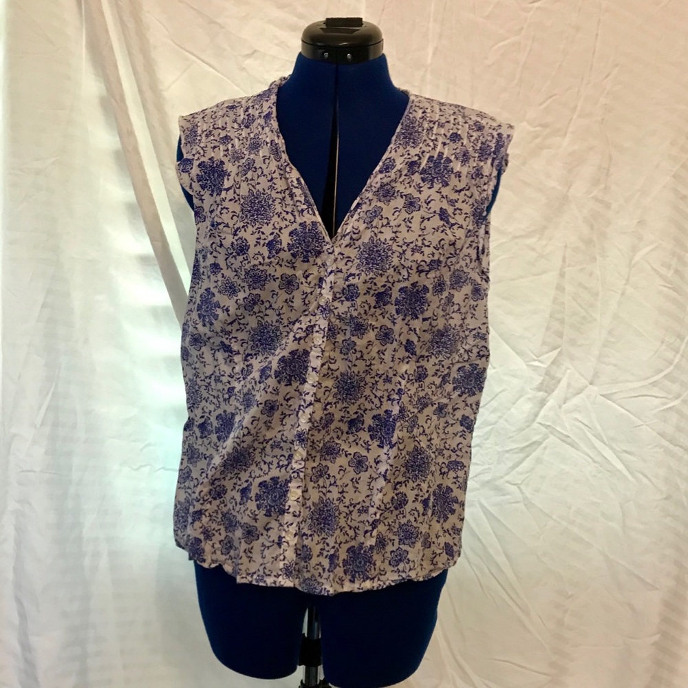 GAP Blue and White Sleeveless Blouse